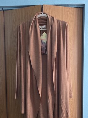 A'Reve Rust Brown Draped Open-Front Cardigan